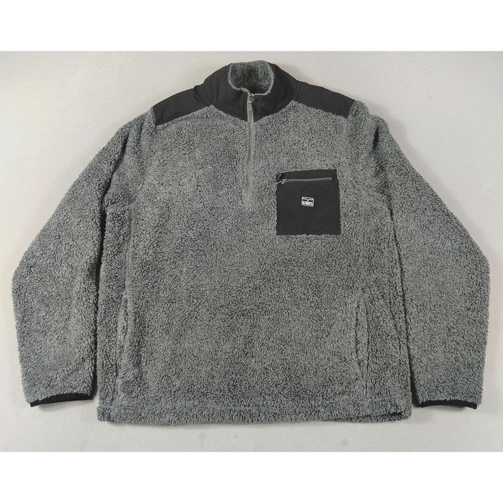 Kimes Ranch Whiskey Fleece Jacket Mens Small Gray Sherpa 1/4 Zip Western Cozy